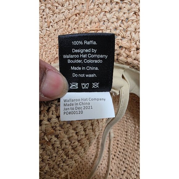Wallaroo Women's Natural & Gray Raffia Sun Hat Wide Brim & Adjustable Fit - Picture 8 of 8
